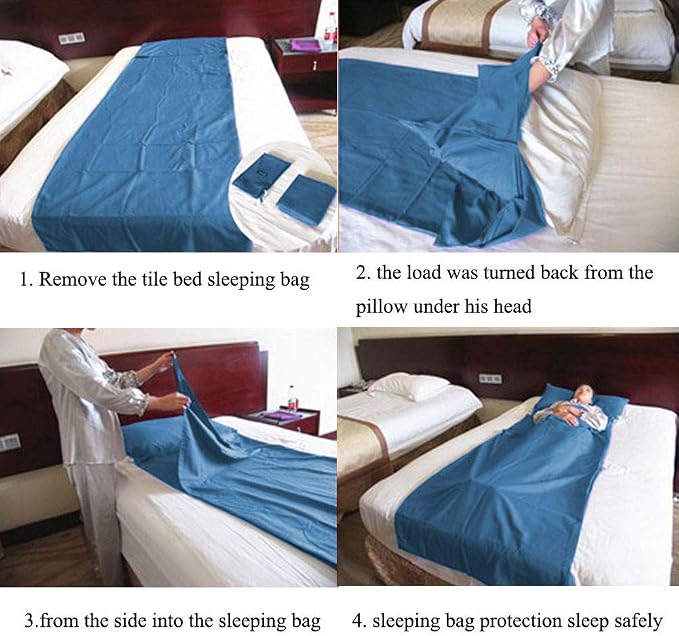 Lightweight Sleep Sack, Compact Sleeping Bag Liner Travel Sheets for Hotel | Soft Breathable Adult Sleep Sack, 4 Season Travel Sheet for Hostel Camping Backpacking Hiking, Machine Washable, 3 Sizes - Image 6