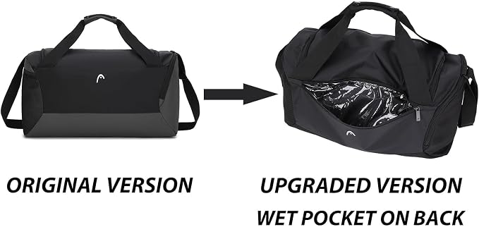 HEAD 45L Gym Duffel Bag with Separate Shoe Compartment & Wet Pocket for Men | Waterproof, Large Openning, with side pocket&inner large zipper pocekt, for Sport, Workout, Fitness, Swimming, Travel - Image 2