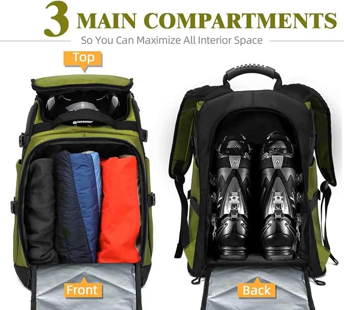 TurnWay Ski/Snowboard Boot Backpack/Ski Boot Backpack | Excellent for Store All Gear | Travel with Waterproof Exterior, Reflective Strip for Men, Women and Youth - Image 6