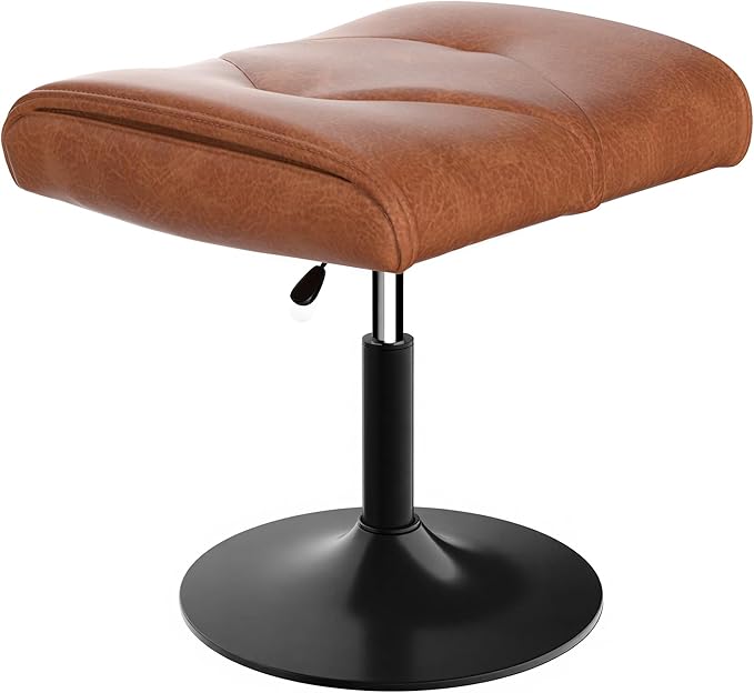 VECELO Foot Rest Under Desk Ottoman, PU Height Adjustable Footrest with Comfort Padding, Leg Rest for Desk for Relieving Leg Pain, Stiffness, and etc, Brown by VECELO