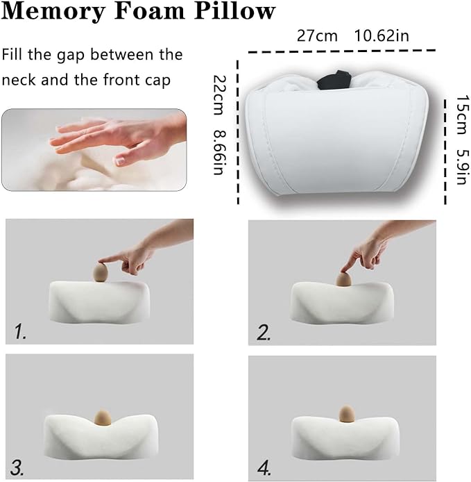 TOPABYTE Memory Foam Car Neck Pillow Seat Headrest for Tesla White, 1 Pack | Travel Head rest Pillow Cushion for Model 3 Model Y Model S Model X Cybertruck Accessories Ergonomic Design Comfortable - Image 4