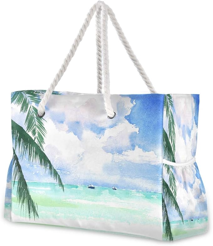 senya Large Beach Shoulder Bags Canvas Tote Water Resistant for Gym Travel Daily by senya