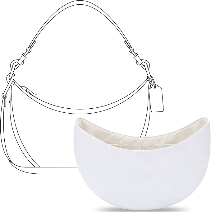 Purse Organizer Insert for Moon-Shaped Handbags (Medium) — Compatible with Coach Aria Hobo | Lightweight Slim Curved Bottom Liner ——Size 10 (9.4" L x 4.9" H x 2.6" D) by FANJIProject