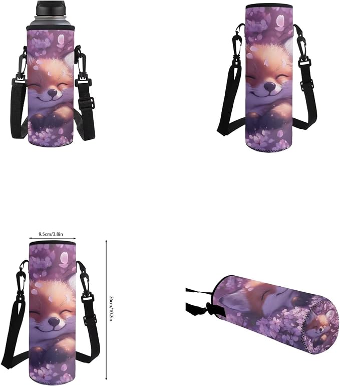 Cherry Blossom Fox Backpack for Girls Kids Backpack with Lunch Box Water Bottle Holder with Strap and Pencil Pouch 4PCS Bookbag with Front Pocket for School 17" Sturdy Elementary School Bag - Image 6
