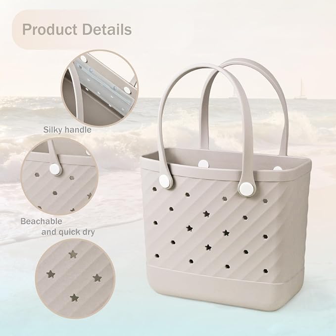 Rubber Tote Bag Extra Large & Medium, Waterproof Beach Bag for Women Men, Pool Travel Swim Silicone Tote - Image 6
