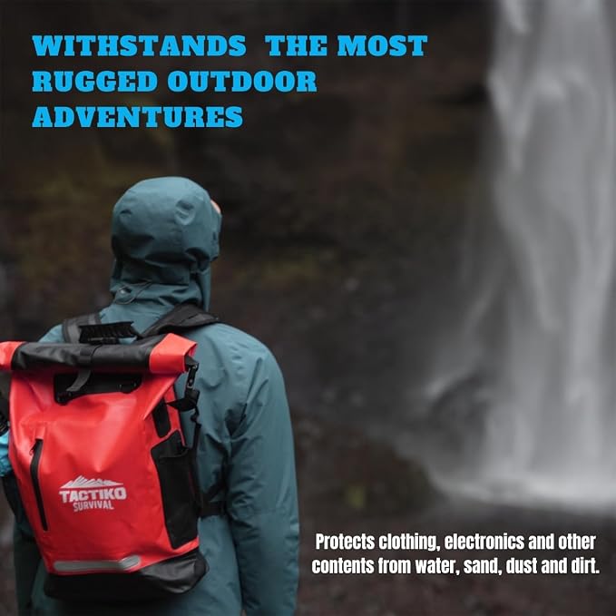 Tactiko Survival 35L Heavy-Duty 100% Waterproof Backpack | Roll Top Dry Bag - Image 7