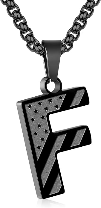 Zocomi Stocking Stuffers Christmas Gift - Initial Necklace Gifts for Men Boys, Stainless Steel American Flag Pendant Jewelry, Christmas Gifts Ideas for Kids Teen Boys