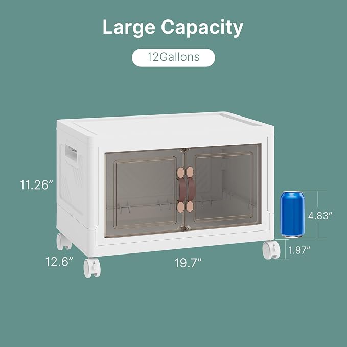 UAMFURI 240QT Lockable Plastic Storage Bins, 5 Pack Collapsible Cabinets | Stackable Organizer with Doors & Wheels, Foldable Containers for Bedroom, Dorm, Office & Garage Storage - Image 7