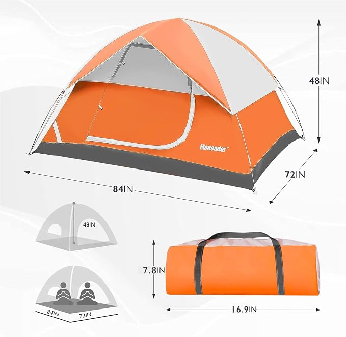 Camping Tent, Waterproof 2/3/4 Person Tents for Camping, Lightweight Easy Set Up Outdoor Hiking Tent Backpacking Tent with Carry Bag, Backpack Tent Suit for Family Beach Hiking Travel - Image 6
