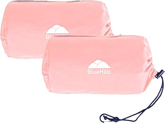 BlueHills Ultra Compact 2 Pack Travel Blanket Pillows Airplane Large - Pink | Travel Blanket Pillows for 2, 70X56 Large Size Flight Throw, Compact Case, Lightweight & Portable, Carry on Airplane Comfort by BlueHills