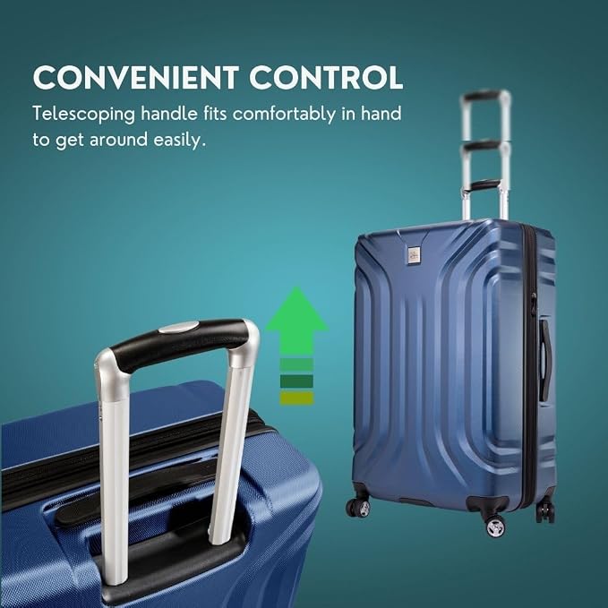 Skyway Nimbus 4.0 Expandable, Durable Hardside, 8 Wheel Spinner, Lightweight Suitcase, Unisex, Stylish, Maritime Blue, Checked-Large 28-Inch - Image 5