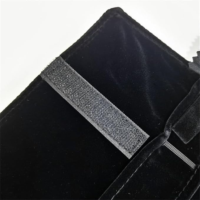 Travel Necklace Organizer, Tangle Free Jewelry Case, 16 Slots | Foldable,LightWeight Compact, Velvet Lining Jewelry Storage Bag for Chain Bracelet, Gift for Women Girls,Gray PU and Black - Image 6