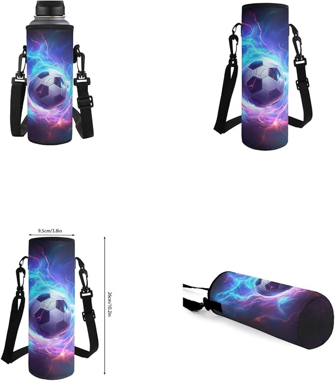 Lightning Soccer Backpack for Boys Girls Backpack with Lunch Box Water Bottle Holder with Strap and Pencil Case 4PCS Set Bookbag with Front Pocket for School 17 inch Sturdy School Bag for Kids - Image 6