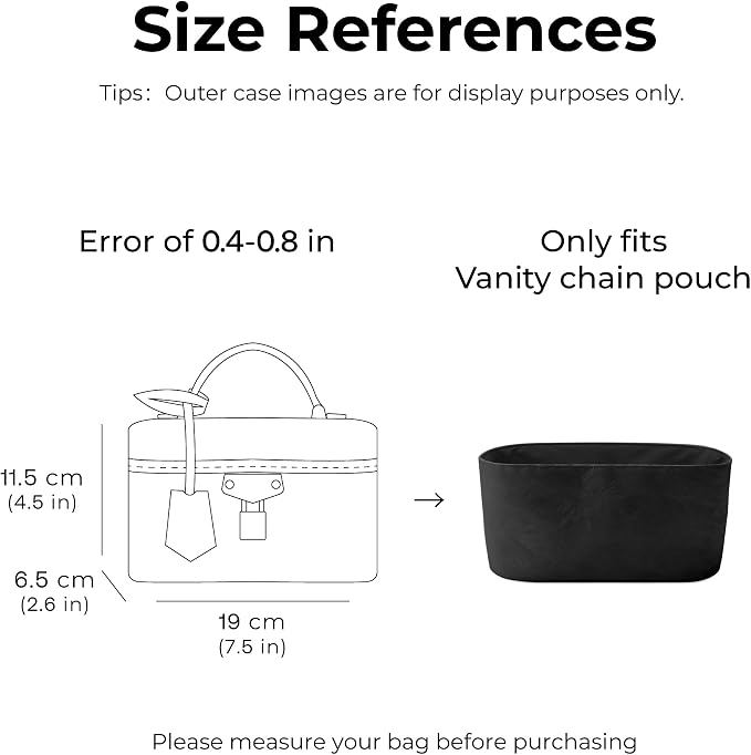 Handbag Organizer Compatible with LV Vanity Chain Pouch | Handcrafted DuPont™ Tyvek®,Matte Black,Precision 1:1 Custom Fit, Keeps Work,Travel Organized,Purse Organizer Insert (Zipper) - Image 2