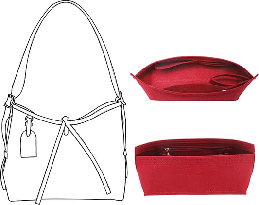Doxo Purse Organizer Insert for Handbags, Felt Bag Organizer for Tote, Fit LV Carryall PM and More.(PM-Wine Red-Felt) by Doxo