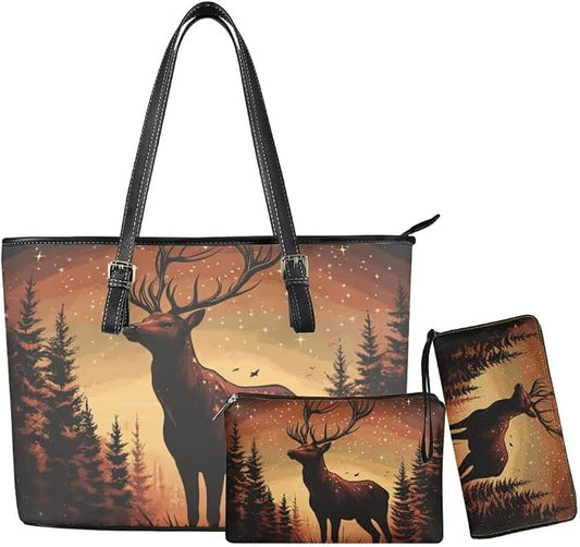 Women Purse Handbags Wallet Sets Leather Shoulder Tote Bag for Women,Top Handle Purse with Wrist Wallet Bag by Unknown