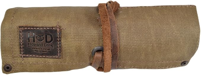 Hide & Drink, Waterproof Waxed Canvas Travel Watch Roll Organizer with 4 Slots, Easy Carry On Watchlover Storage, Handmade Travel Case, Fatigue - Image 3