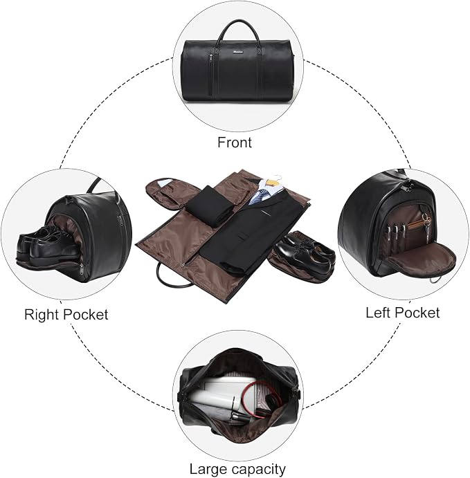 Convertible Garment Bag, Carry-On Suit Bag with Shoulder Strap | 2-in-1 lightweight garment travel bag for men and women, suit bag with shoulder strap for weekend getaways - Image 4