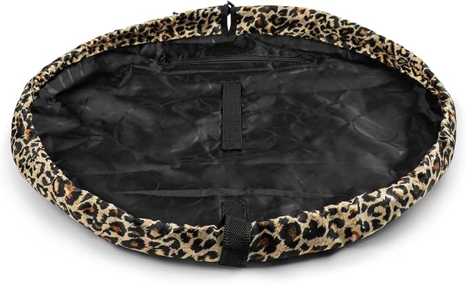 Lay-n-Go Cosmo Layflat Drawstring Cosmetic & Makeup Bag Organizer w/Zipper Pocket, Brush Loops & More, Cinch to Close, Lay Flat to Use, Durable, Machine Wash, Travel Toiletry Bag (20", Leopard) - Image 7