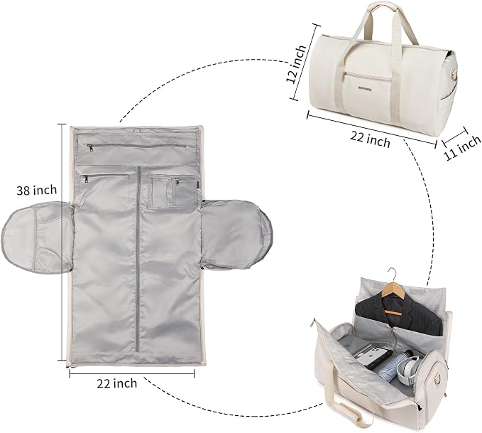 seyfocnia Convertible Carry on Garment Bag for Women, Garment Bags for Travel with Shoe Pouch 2 in 1 Hanging Suitcase Suit Bag for Women Travel Duffle Bag Garment Bag - Image 2