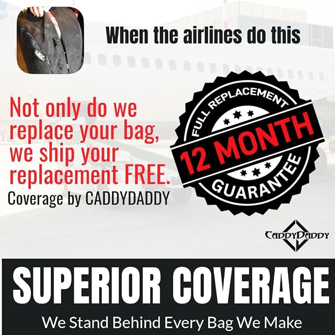 CaddyDaddy Constrictor Soft-Sided Golf Travel Bag Cover with Thick Dense Foam Padded Top 1 Year Full Travel Bag Replacement Coverage | Wheels & Lockable Zippers Case for Transporting Clubs on Airlines - Image 2