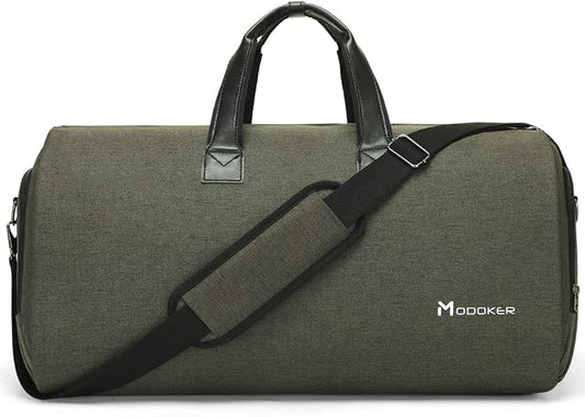 Modoker Convertible Garment Bag with Shoulder Strap, Carry on Garment Duffel Bag for Men Women - 2 in 1 Hanging Suitcase Suit Travel Bags,Forest Night by Modoker