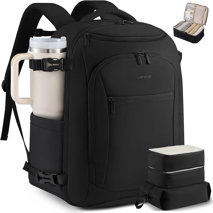 LOVEVOOK 40L Travel Backpack for Women & Men,Airline Approved Carry On Backpack with 3 Packing Cubes,TSA Waterproof Personal Item Bag,Weekender Overnight Essentials Backpacks fits 18" Laptop by LOVEVOOK