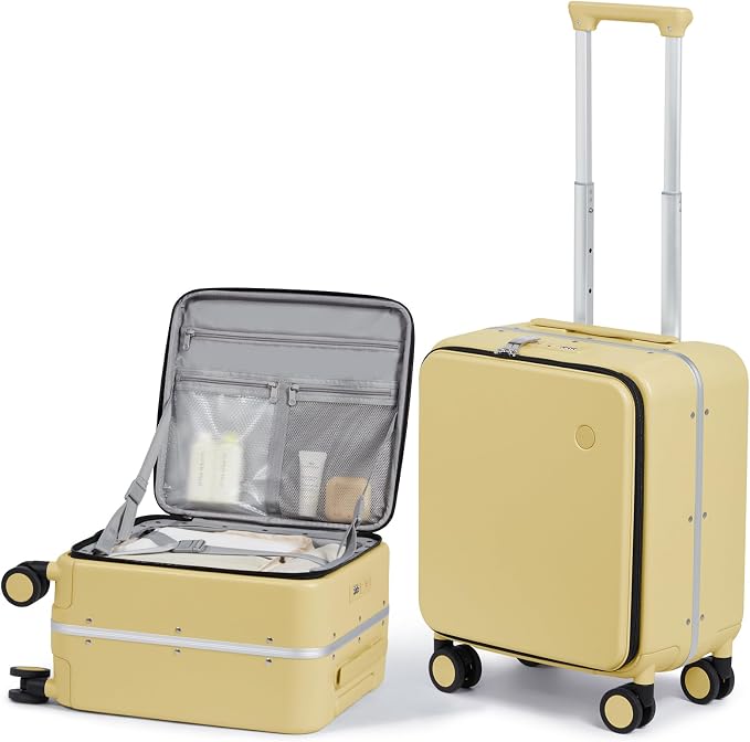 mixi 17x14x9 Carry On Luggage Underseat PC Hard Shell Suitcase Top Opening Aluminum Frame Travel Suitcases with Wheels, Lark Yellow by MIXI