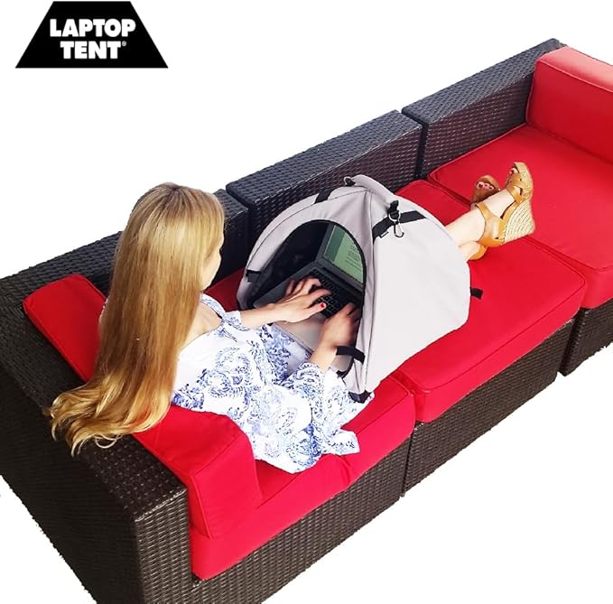 LAPTOP TENT - Portable Sun Shade & Water-Resistant Beach Bag for Outdoor Work | Heat & UV Reflective Fabric | Computer Privacy Hood & Glare Shield | Convertible Tote for Laptop, Towels, Drinks & More - Image 2