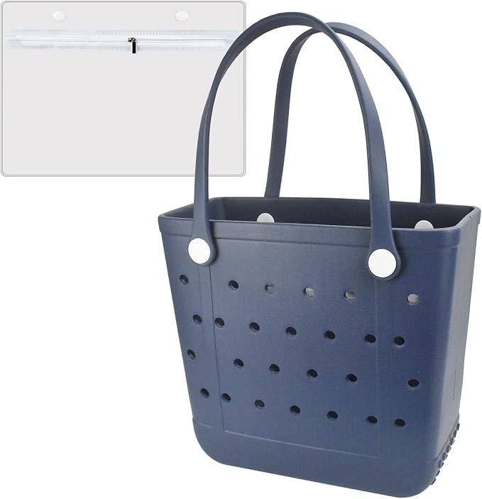 Rubber Beach Bag for Women, Waterproof Travel Tote Bags for Beach | Waterproof Sand-proof Tote Bags with Zipper Pocket, Durable Lightweigh Tote Bag for Outdoor by Unknown