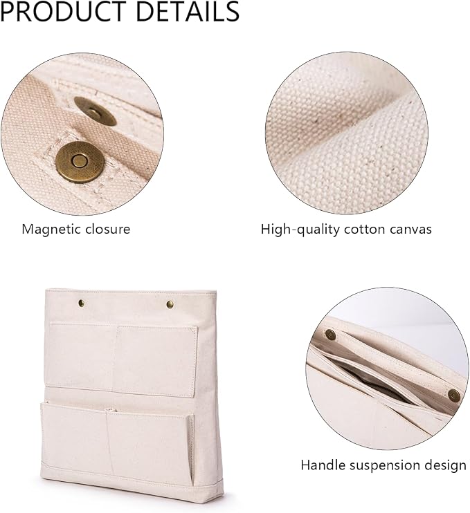 Cosmetic Bag Handbag Insert Canvas Purse Organizer Organizer Insert Cosmetic bag (L, Black) - Image 4