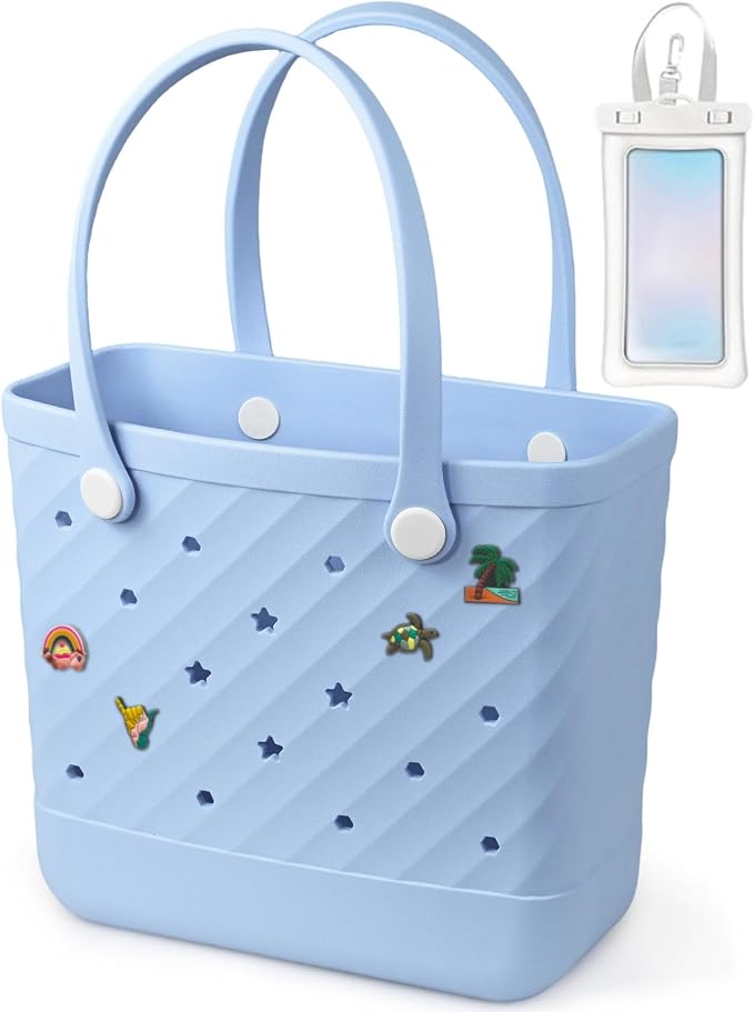 Rubber Tote Bag Extra Large & Medium, Waterproof Beach Bag for Women Men, Pool Travel Swim Silicone Tote by Unknown