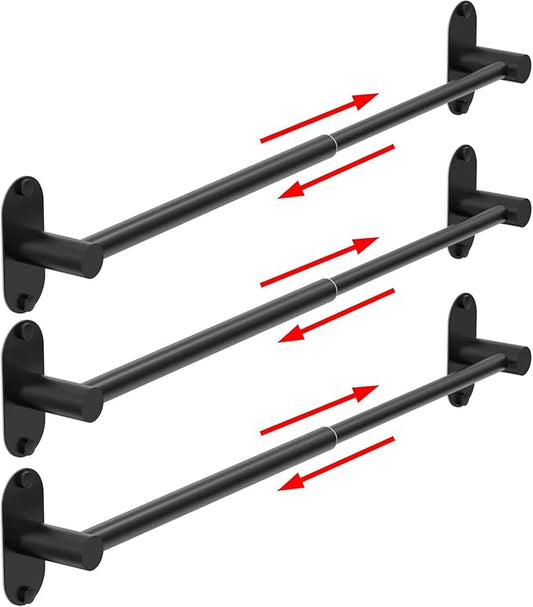 Towel Bar, Adjustable 14.4inch - 25.2inch Towel Rack, Self Adhesive & Wall Mounted for Bathroom Kitchen Hand Towel Holder Cloths Hanger 304 Stainless Steel Single Bar (3, Matte Black) by MIROAMZ