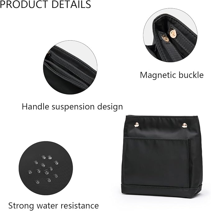 Lightweight Handbag Organizers Insert with Multiple Pockets - Handbag Organizer for Storage and Organization, Cosmetic Bag (Nylon-black,XS) - Image 3