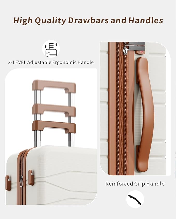 3 Piece Luggage Set, 20/24/28 Inch Expandable Luggage Sets with Spinner Wheels, ABS+PC Hardshell Suitcases, Suitcase Set with Double-Layer Explosion Zipper, TSA Lock - Image 8