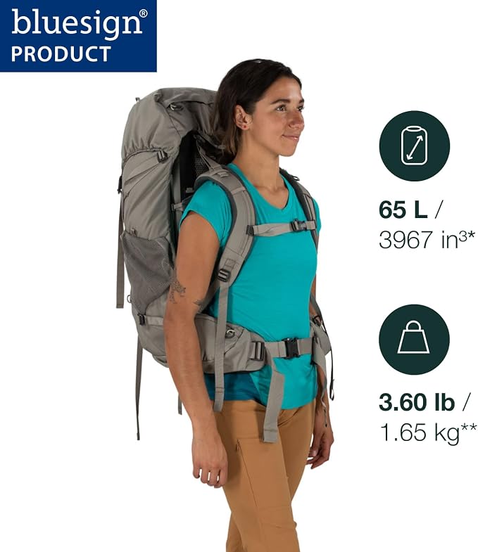 Osprey Renn 65L Women's Backpacking Backpack, Pediment Grey/Linen Tan - Image 2