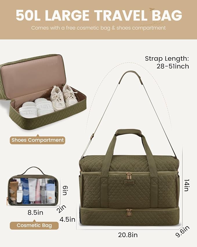 LOVEVOOK Large Travel Duffle Bag, Weekender Bags for Women With Shoe Compartment, Overnight Hospital Bag For Women Labor Delivery, Carry on Bag Personal Item Travel Bag, Yoga Gym Duffel Bag - Image 5