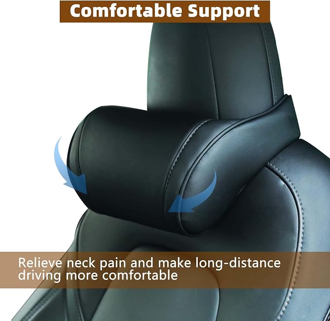 TOPABYTE Car Neck Pillow for Driving Memory Foam Headrest Black, 2 Packs | Breathable Automotive Seat Cushions of Headrests for Relieving Neck Stiffness Seat Neck Support Pillow, Fits All Vehicles - Image 5