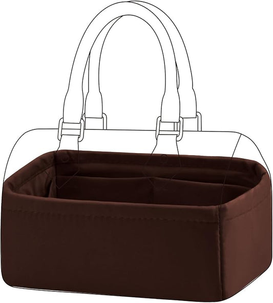DGAZ Silk Purse Organizer Insert Fits LV Speedy 16/20/25/30/35/45 bags，Silky Smooth Bag Organizer，Luxury Handbag & Tote Shaper（Global Brown，New nano 16） by DGAZ