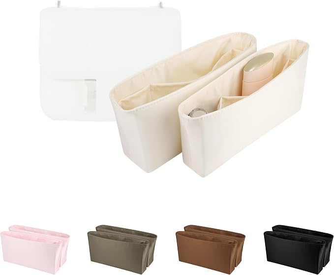 Satin Purse Organizer Insert, Lightweight & Soft Bag Insert with Pockets, Ideal for Travel, Shopping, and Daily Use, Multicolor Options, Fits New Constance 18(Craie, New 18) by KINGSINBAG