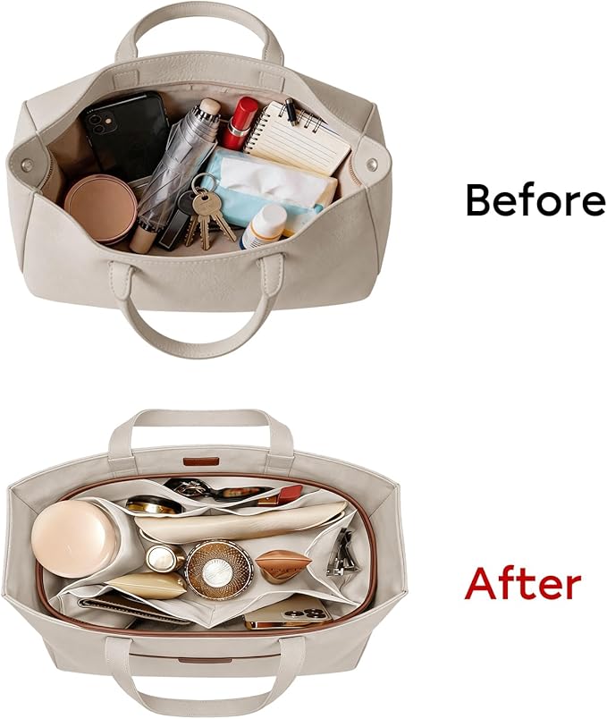 GIVLEFLY Purse Organizer Insert for Tote Bag, 12.99 Inch Satin Bag Organizer, Multi Pocket Handbag Organizer for Everyday Totes - Image 6