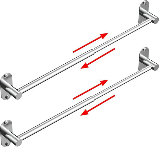 Towel Bar, Adjustable 14.4inch - 25.2inch Towel Rack, Self Adhesive & Wall Mounted for Bathroom Kitchen Hand Towel Holder Cloths Hanger 304 Stainless Steel Organizer Single Bar (2, Chrome) by MIROAMZ