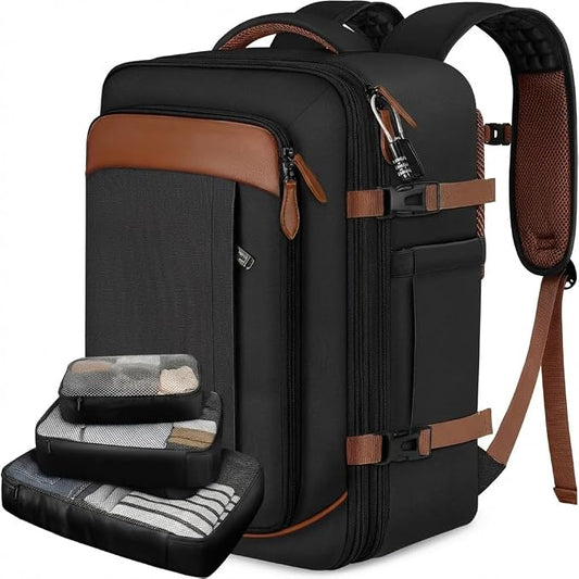 Vancropak 40L Carry on Backpack, Flight Approved Expandable Bag for Travel | Shoe Compartment, Fits 17" Laptop Bag, 3 Packing Cubes, 18x14x8 Inches Travel Backpack, Water Resistant, Anti Theft Suitcase by Vancropak