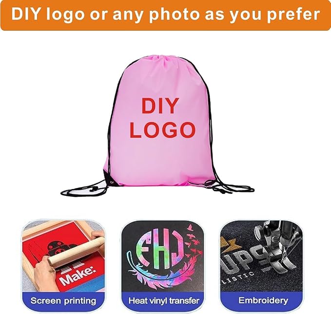 Drawstring Backpack Bulk 30 Packs Draw String Backpack Bags DIY Gym Sports Traveling Trip ride Pedestrianism Yoga Cinch Bag Sackpack Drawstring (pink) - Image 6