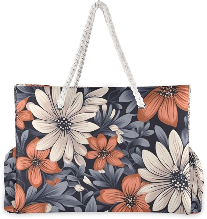senya Large Beach Shoulder Bags Canvas Tote Water Resistant for Gym Travel Daily - Image 2