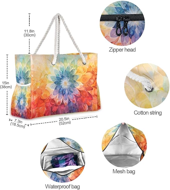 senya Large Beach Bags Totes Swim Canvas Tote Shoulder Bag Water Resistant Bags for Gym Travel Daily - Image 5