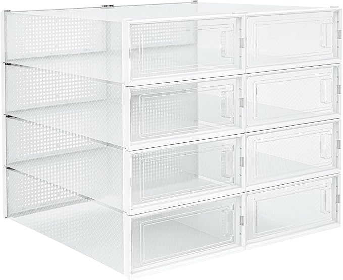 8-Piece Extra Large Boot and Shoe Storage Boxes, Stackable Clear Plastic Shoe Organizer, Space-Saving Shoe Boxes for Boots, Sneakers, and High Heels, Clear - Image 8