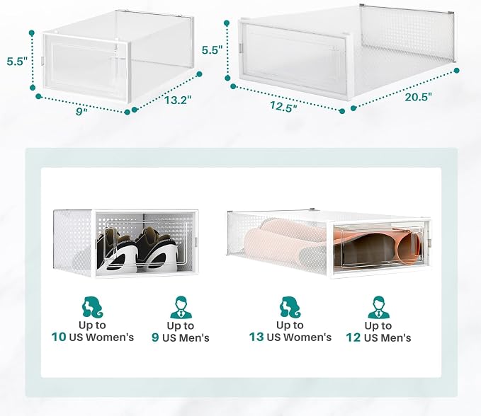 8-Piece Boot and 12-Piece Shoe Storage Box, Stackable Clear Plastic Shoe Box, Space-Saving Shoe Organizer for Boots, Sneakers, and High Heels, Clear - Image 7