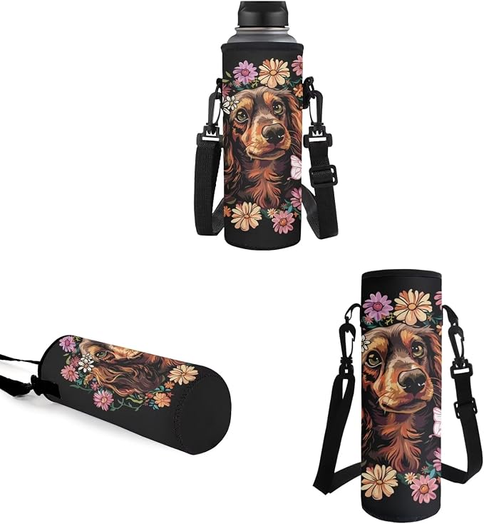 Kids School Backpack for Girls with Water Bottle Carrier Insulated Lunch Box Pencil Case for Kids, Dachshund Floral Kids School Bag Bookbag for Preschool Kindergarten Elementary - Image 5