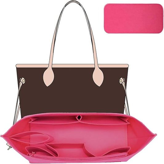 Purse Organizer Insert with Base Shaper Compatible with Neverfull PM Speedy 30 and More, Bag Organizer for Luxury Tote Handbags, Rose/M by OAIKOR